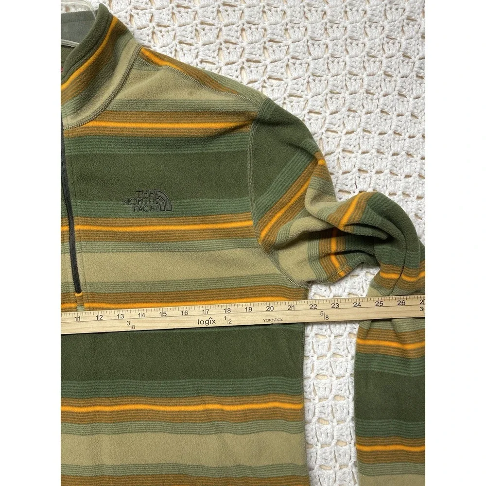 The North Face Fleece 1/4 Zip Pullover Mens M Long Sleeve Striped Green Oran